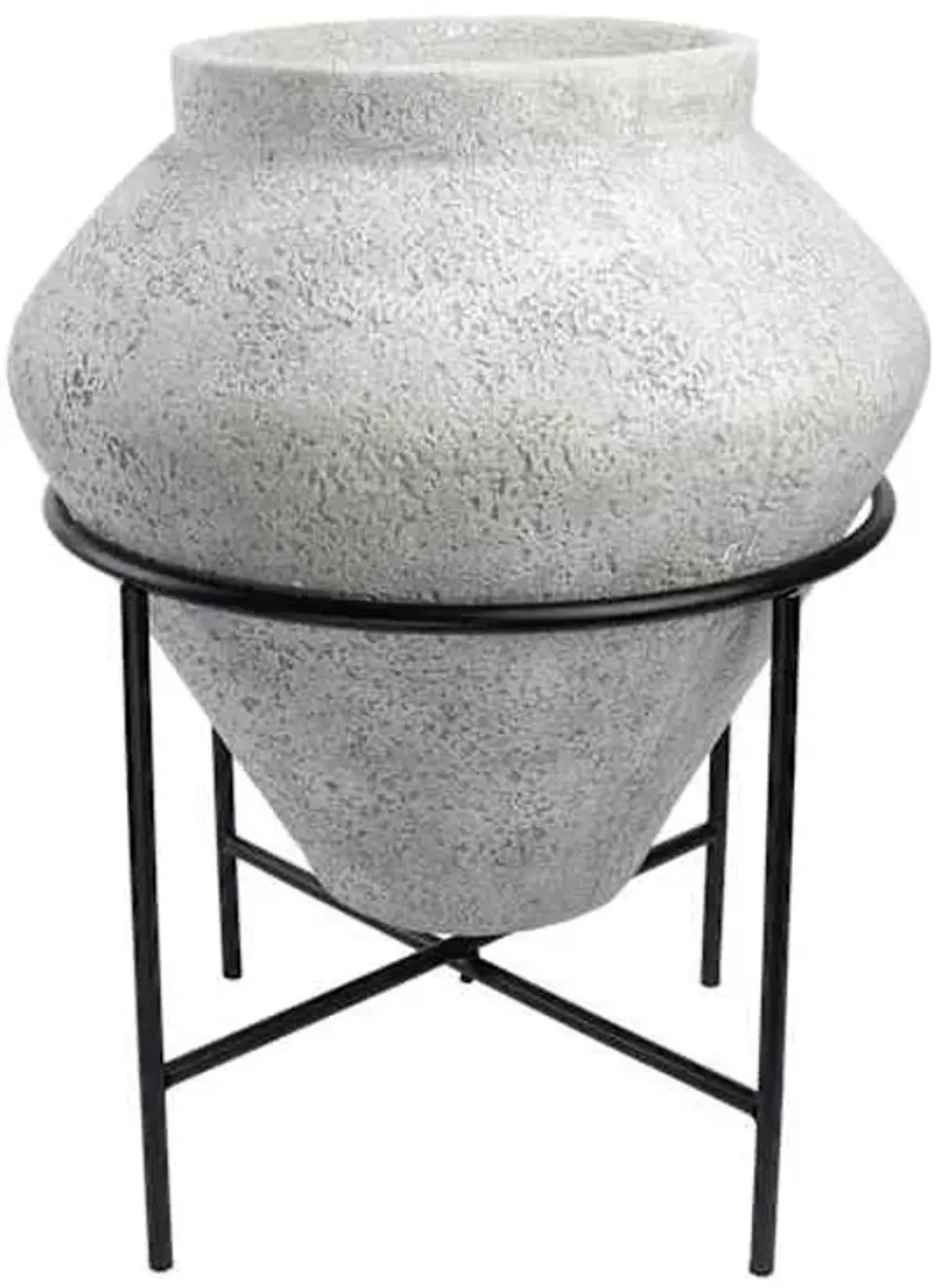 Grey Planter with Metal Stand, Medium