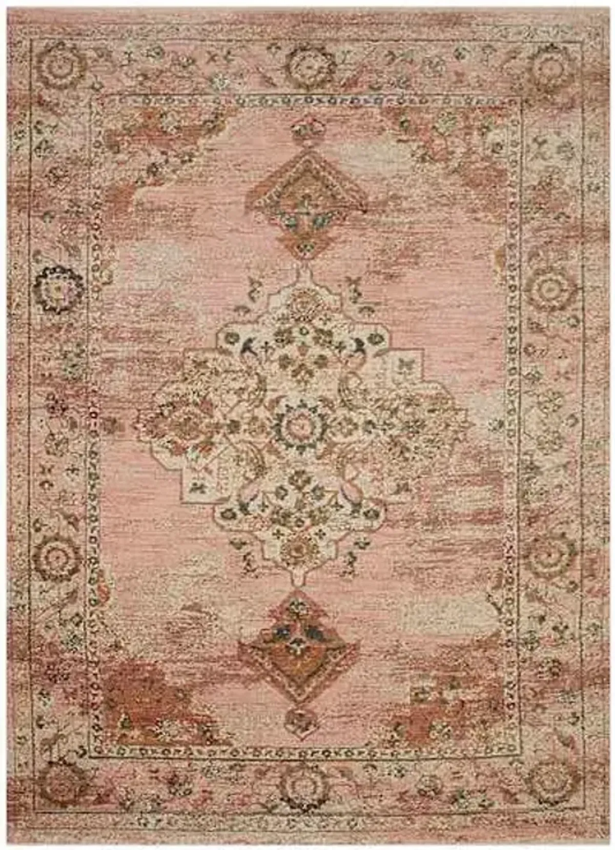 (A465) Found & Fable Pink Jeweled Medallion Area Rug, 9x12