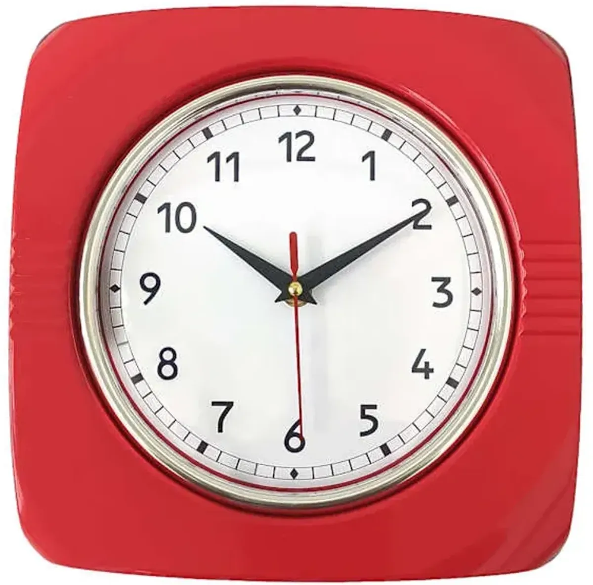Retro Red Square Wall Clock, 10"