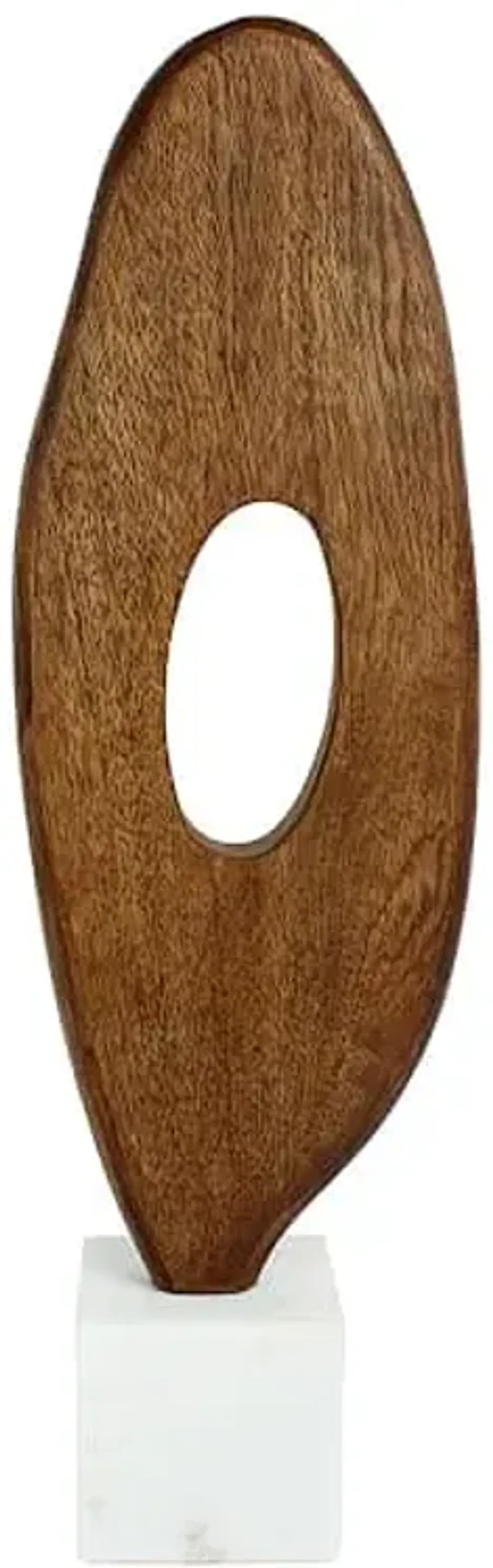 White Marble & Wood Oversized Décor, 24"