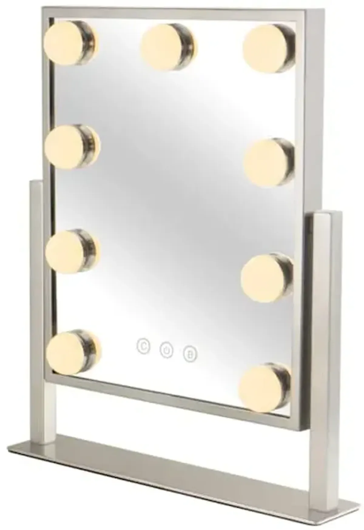 Nickel LED Standing Table Mirror, 9"