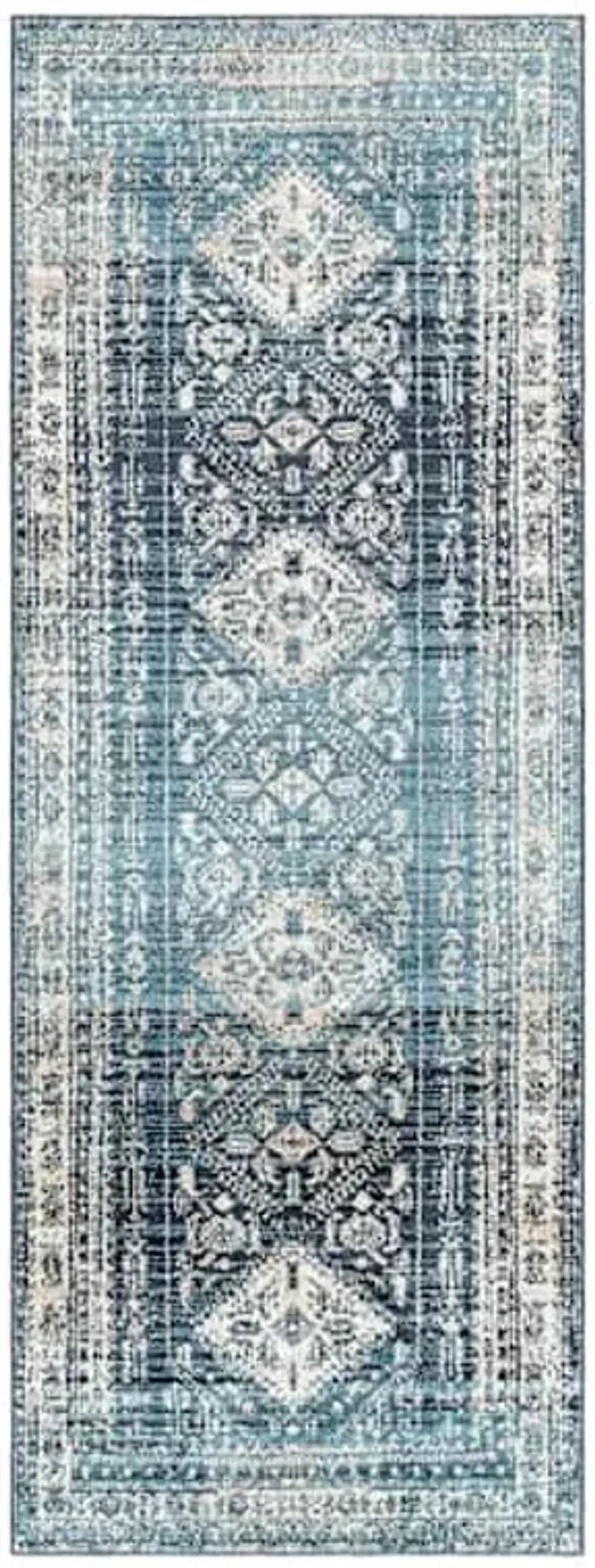Lavadora Blue Medallion Washable Runner, 2x7