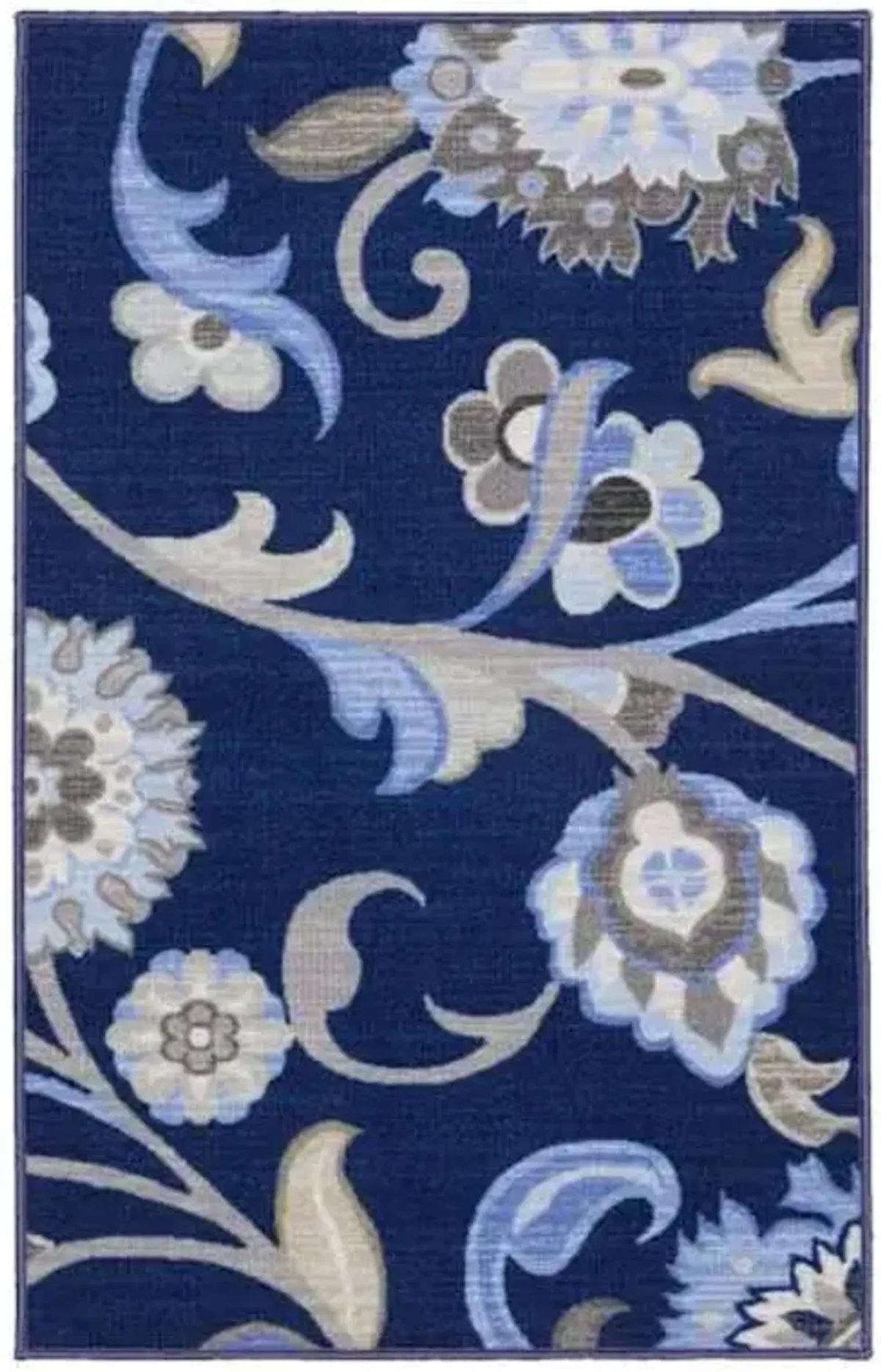 (D624) Seaton Navy Blue Floral Accent Rug, 3x4