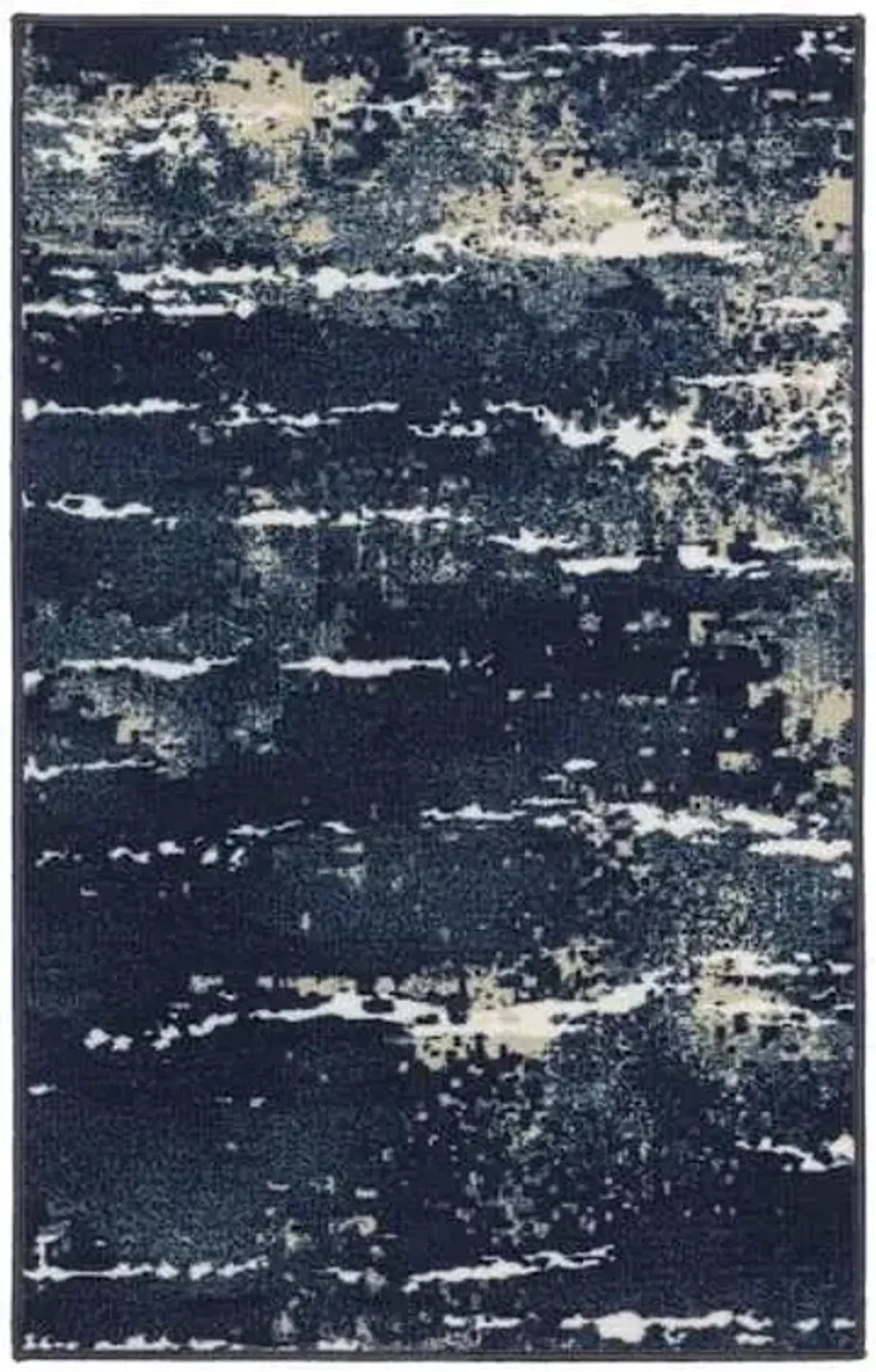 (D627) Andover Navy Blue Abstract Accent Rug, 3x4