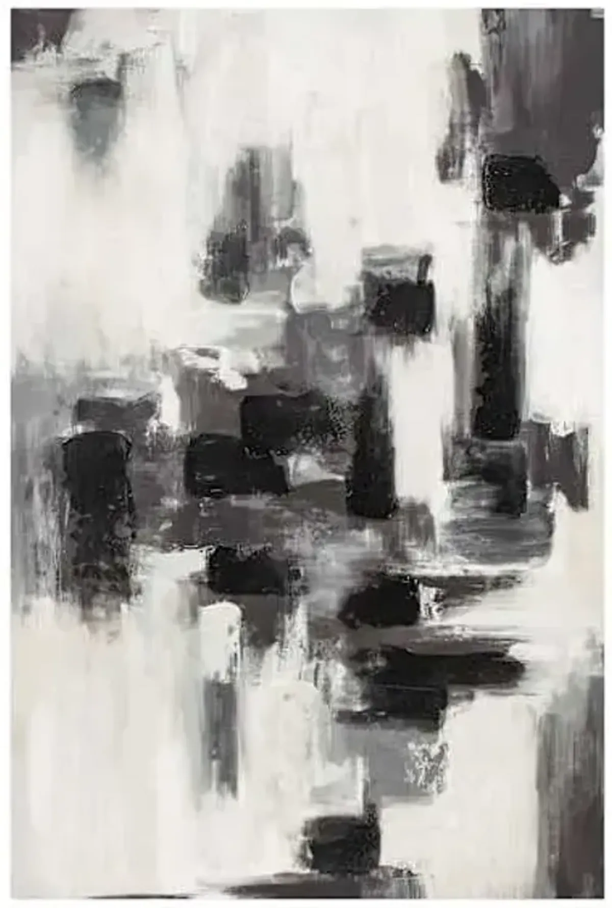 Black & Natural Embellished Abstract Canvas Wall Art, 24x36