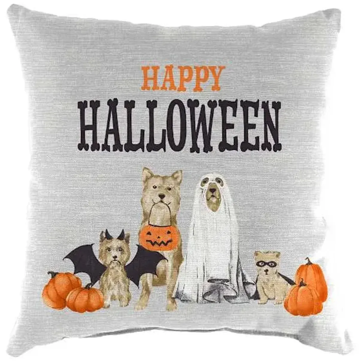 Homespun Halloween Happy Halloween Dogs Outdoor Throw Pillow, 16"