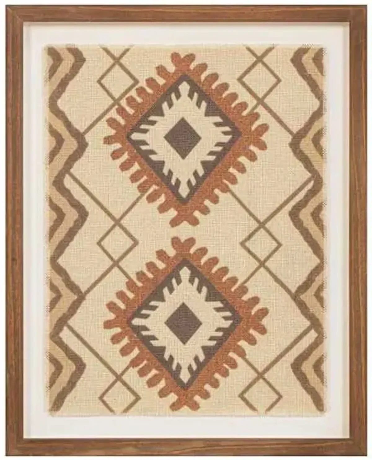 Glass Framed Brown Fabric Wall Art, 16x20