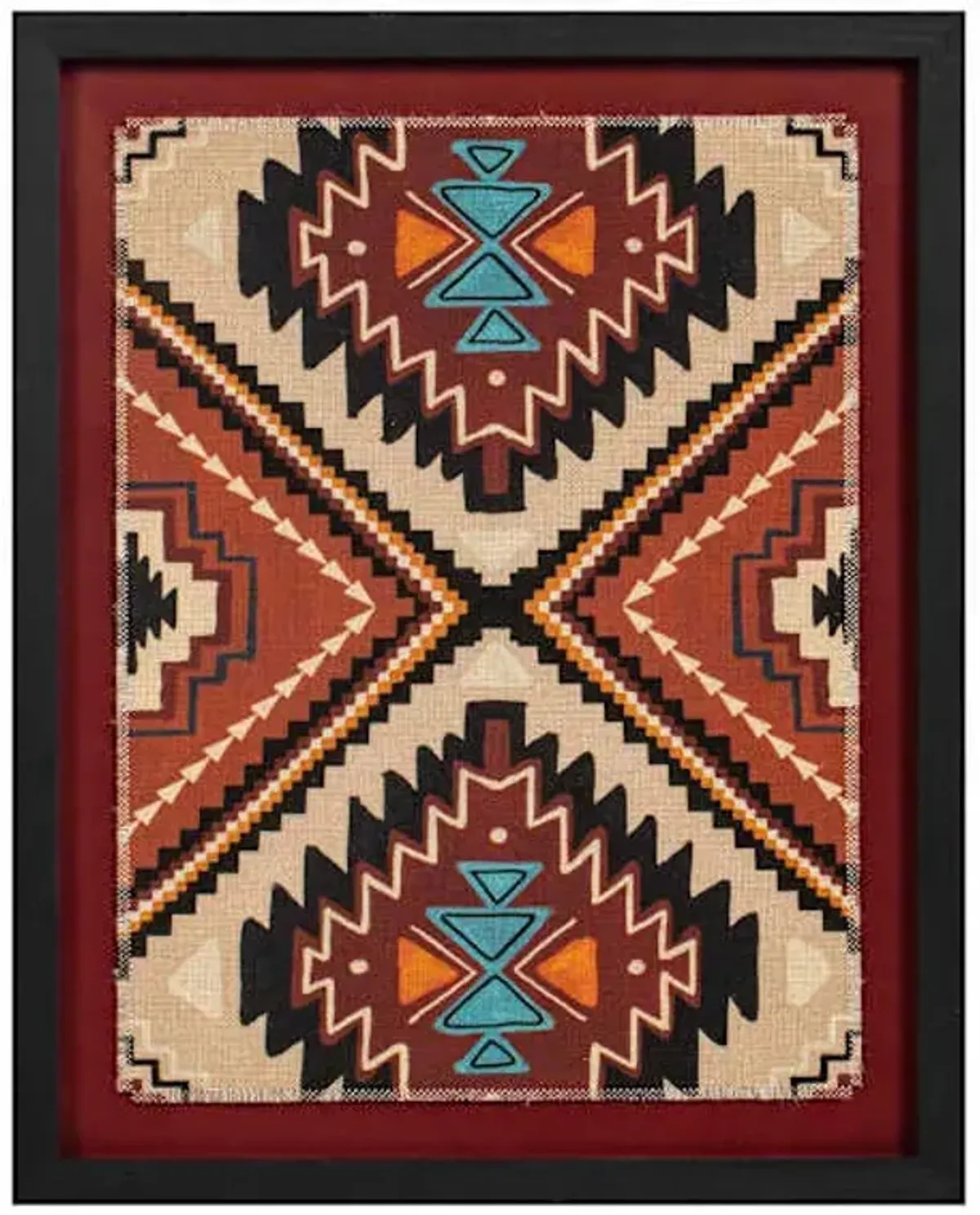 Glass Framed Red Fabric Wall Art, 16x20