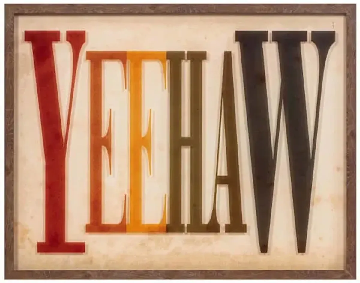 Glass Framed Yeehaw Print Wall Art, 28x22