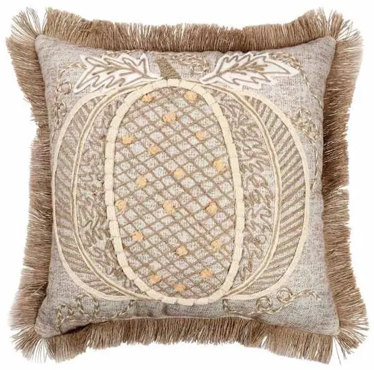 Neutral Woven Pumpkin Throw Pillow, 18"
