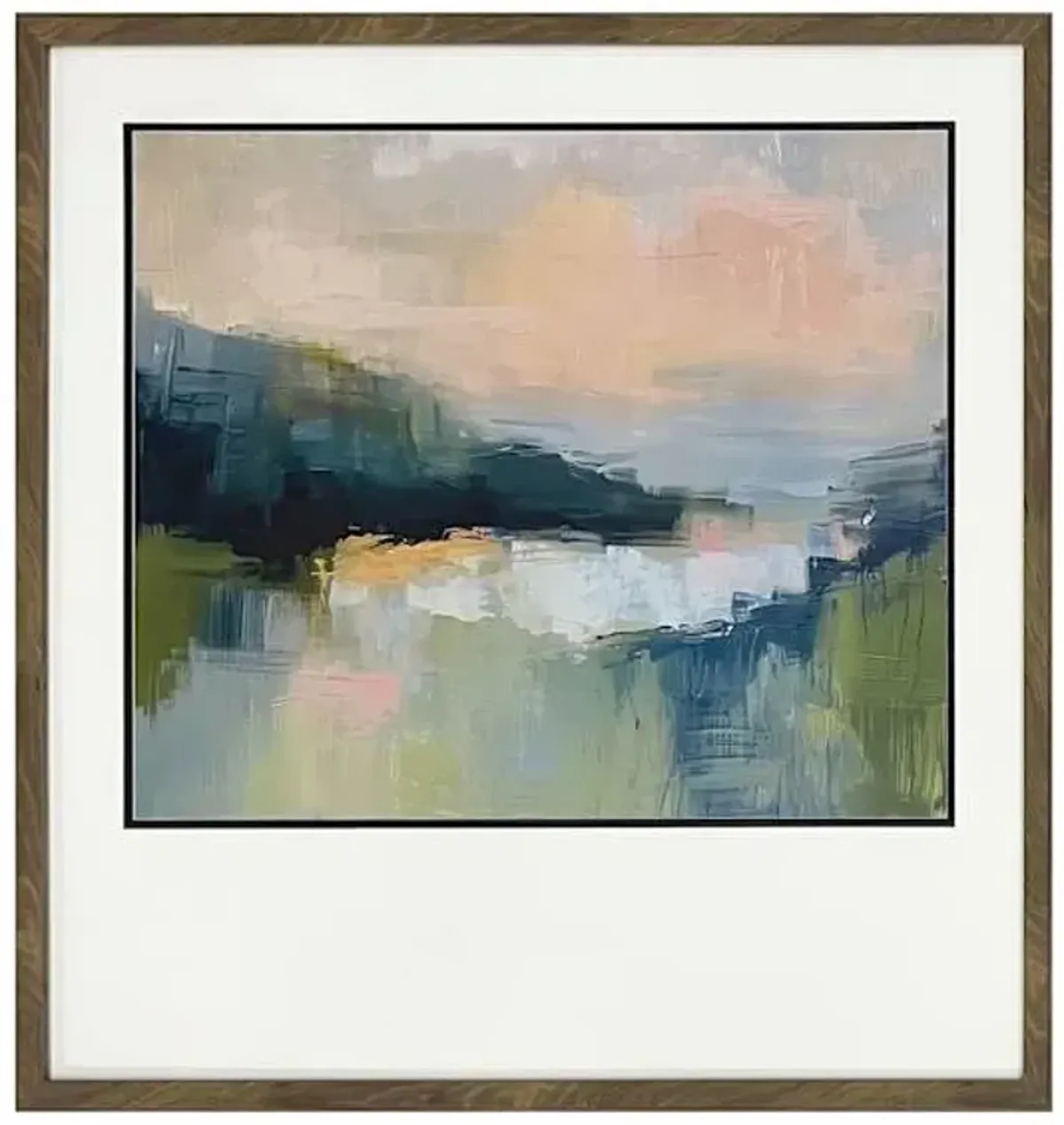 Honeybloom Glass Framed Misty Moutains Paper Wall Art, 31"