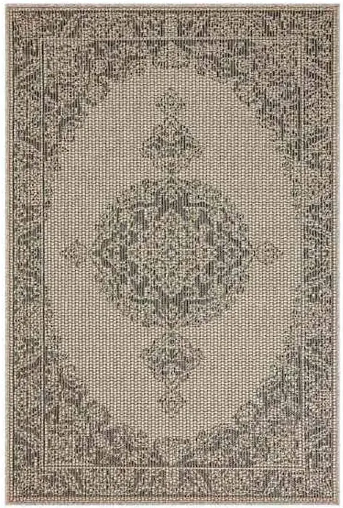 Selwyn Faux Jute & Blue Medallion Area Rug, 6.3x9.2