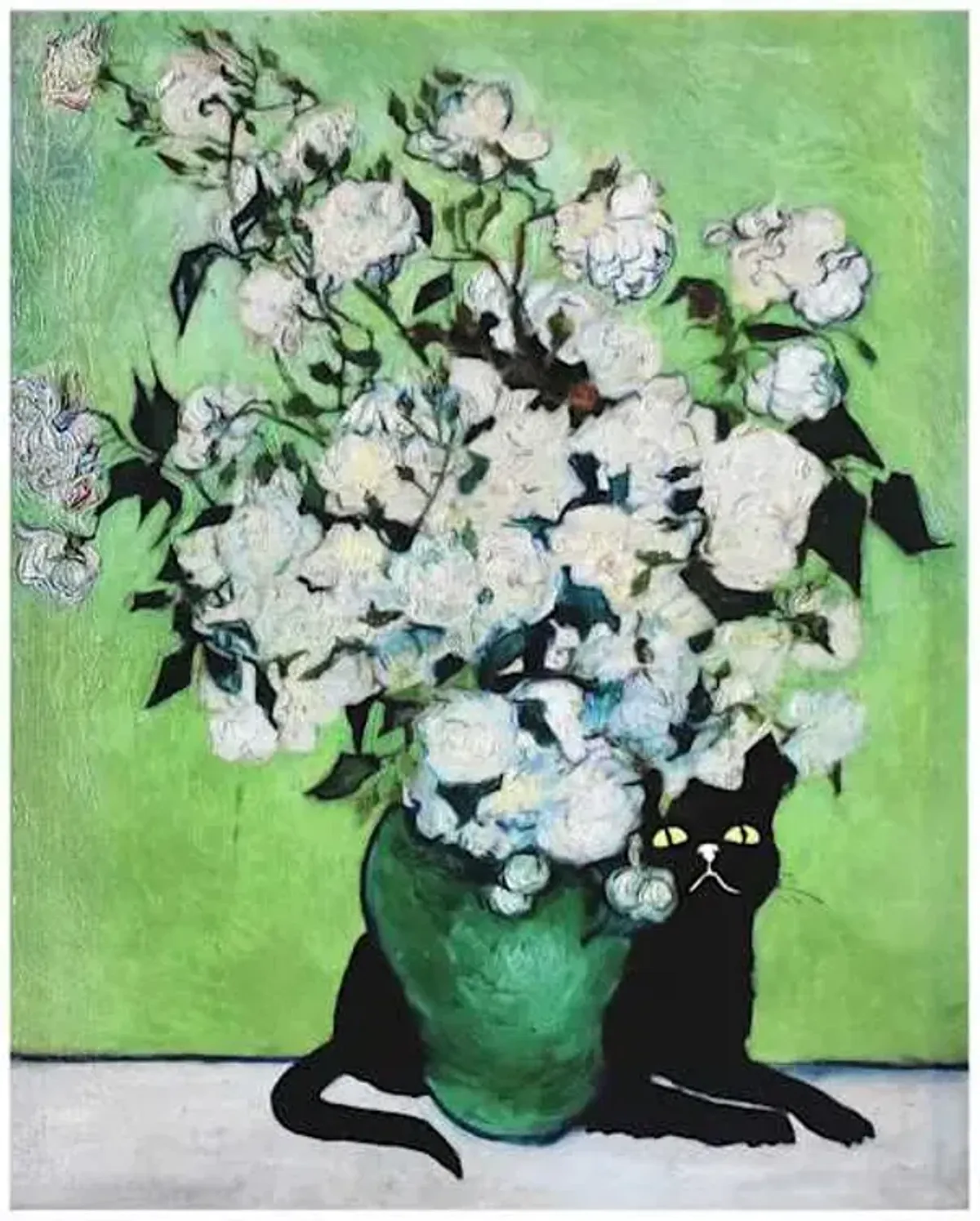 Cat Floral Canvas Wall Art, 16x20