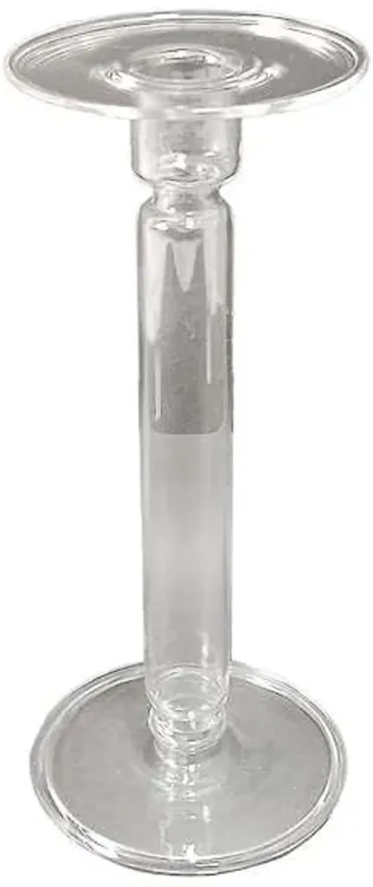 Clear Glass Stem Pillar Candle Holder, 9"