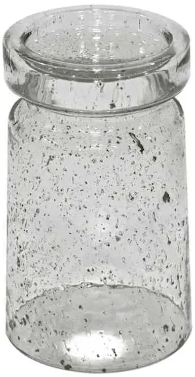 Clear Seeded Glass Pillar Candle Holder, 7"