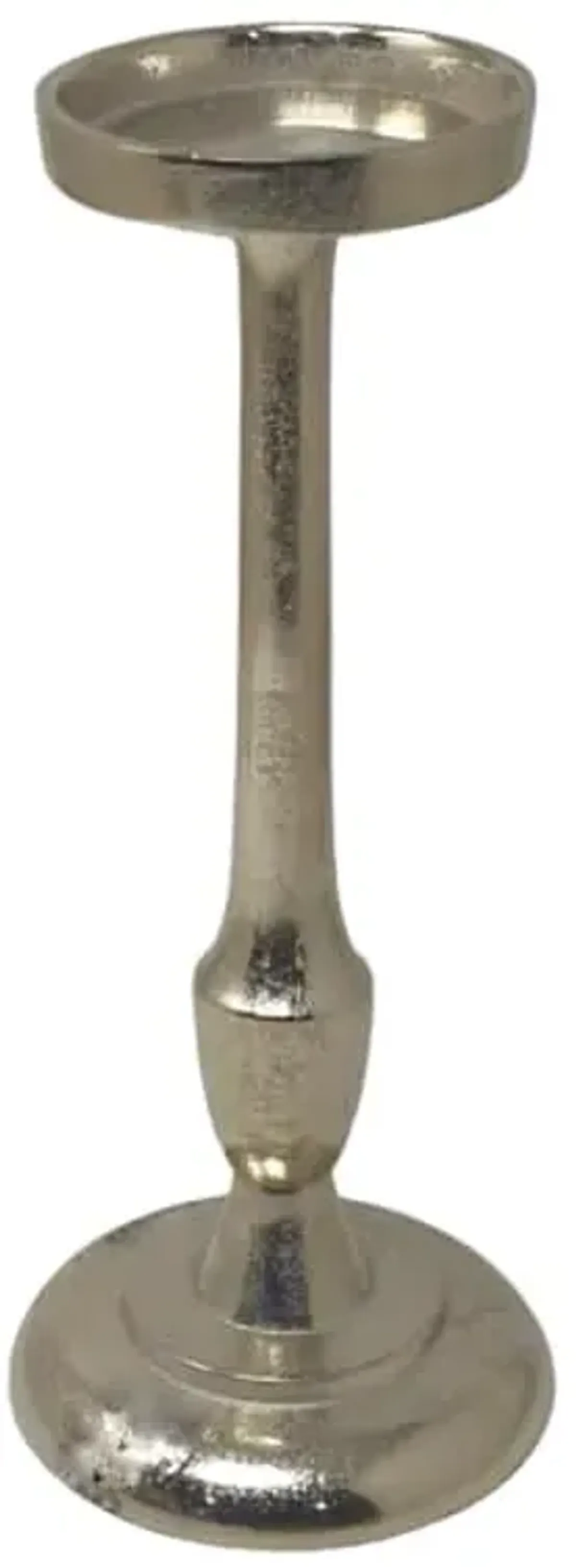 Silver Cast Pillar Candle Holder, 11"