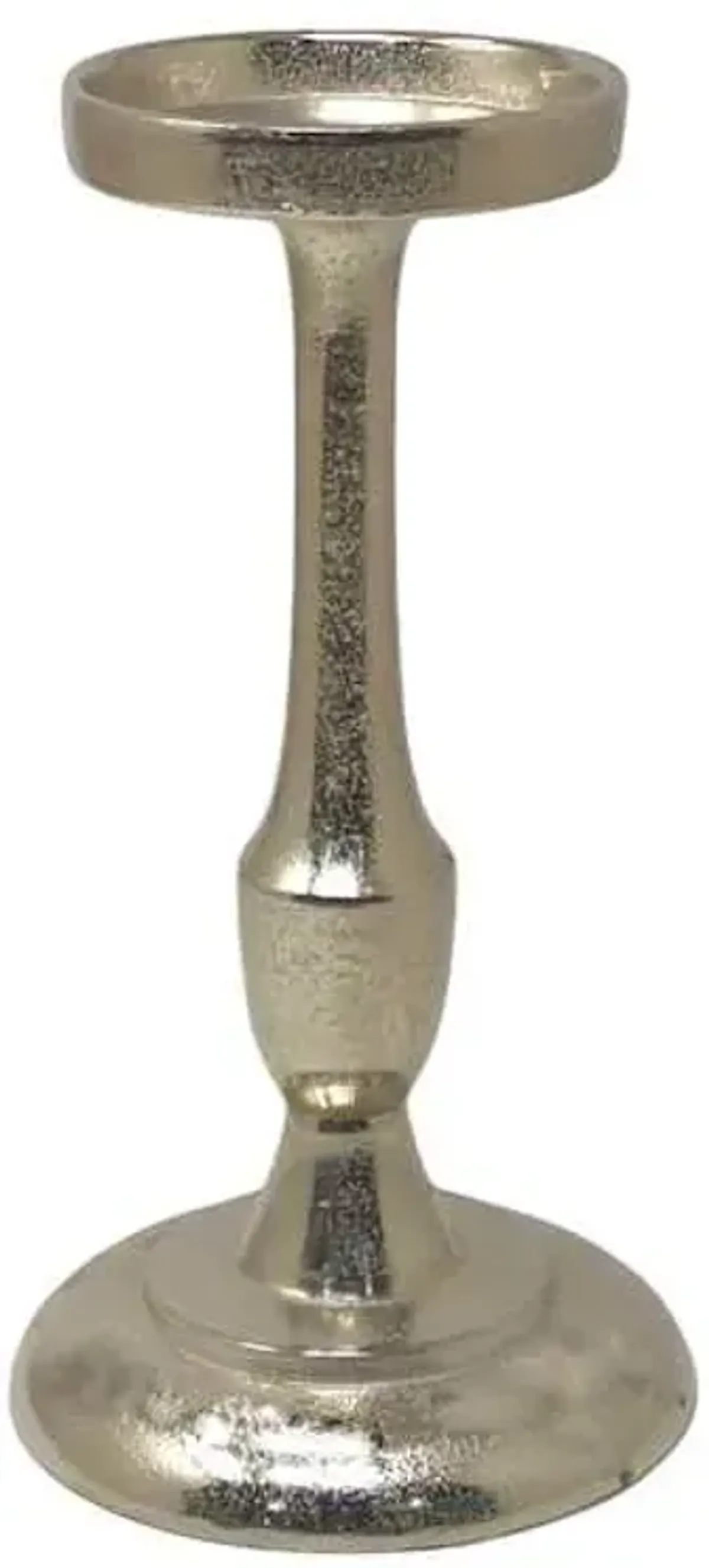 Silver Cast Pillar Candle Holder, 9"