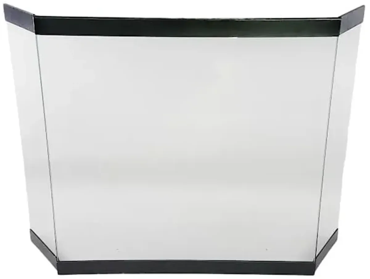 Clear Glass Trifold Firescreen with Black Trim, 30"