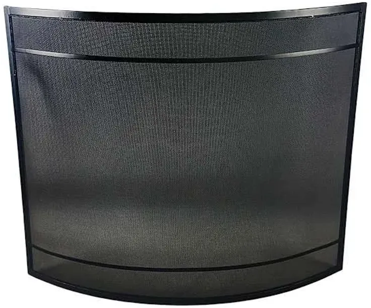 Black Curved Fireplace Screen, 33"