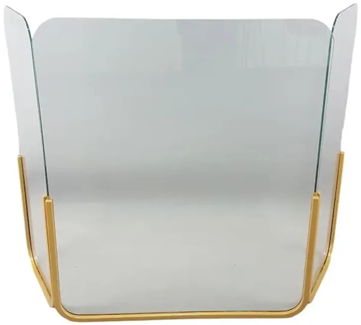 Tempered Glass Fire Screen with Gold Frame, 30"