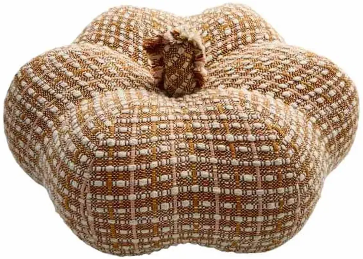 Yarn Dyed Woven Pumpkin Shaped Throw Pillow