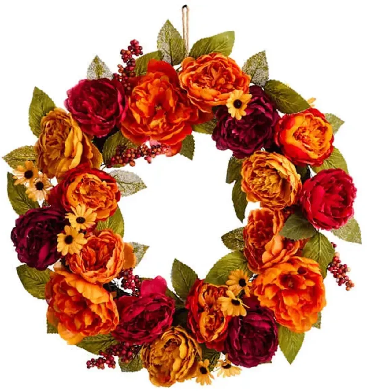 Orange & Purple Peony Wreath, 24"