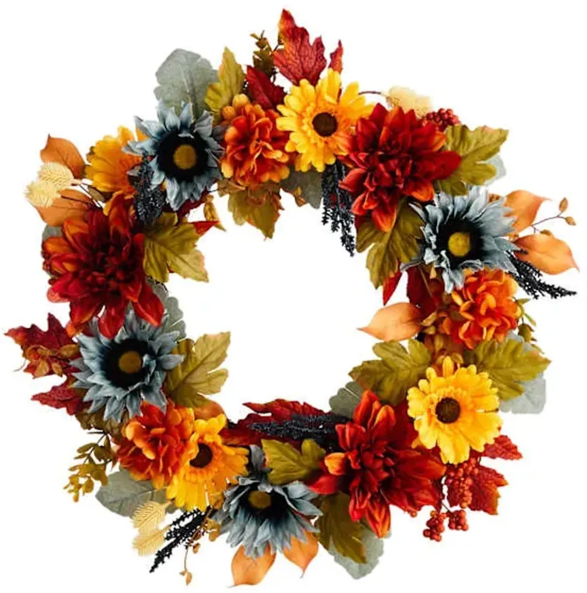 Brown Dahlia Daisy Wreath, 24"