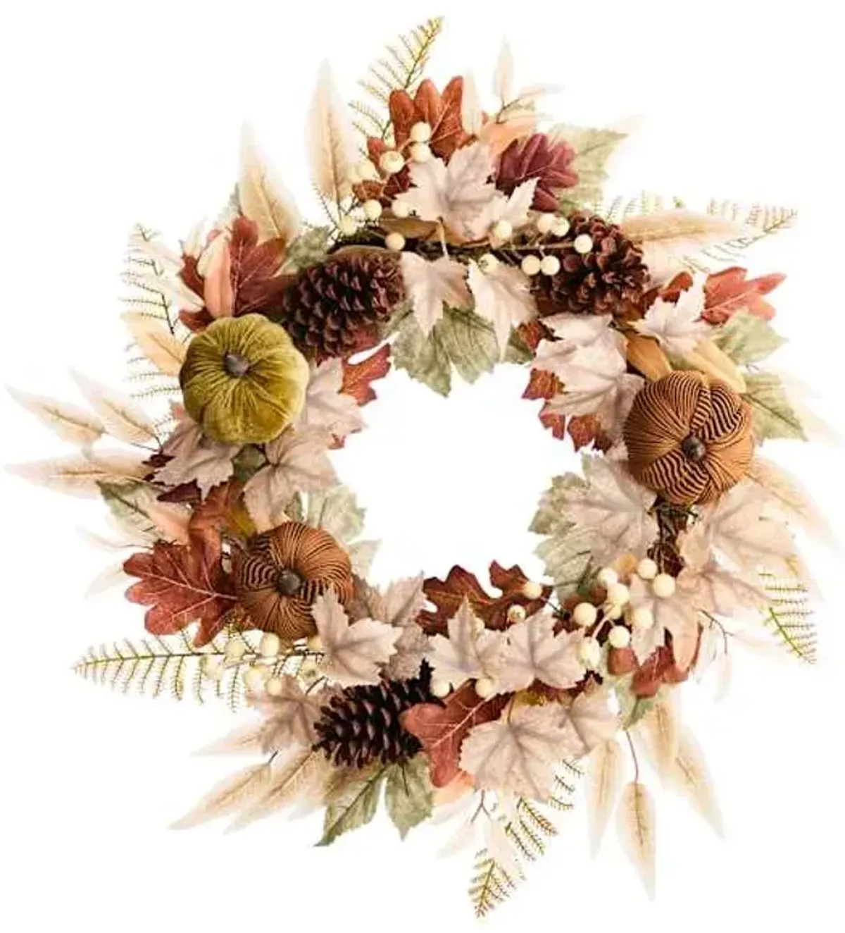 Maple Leaf & Pumpkin Wreath, 24"