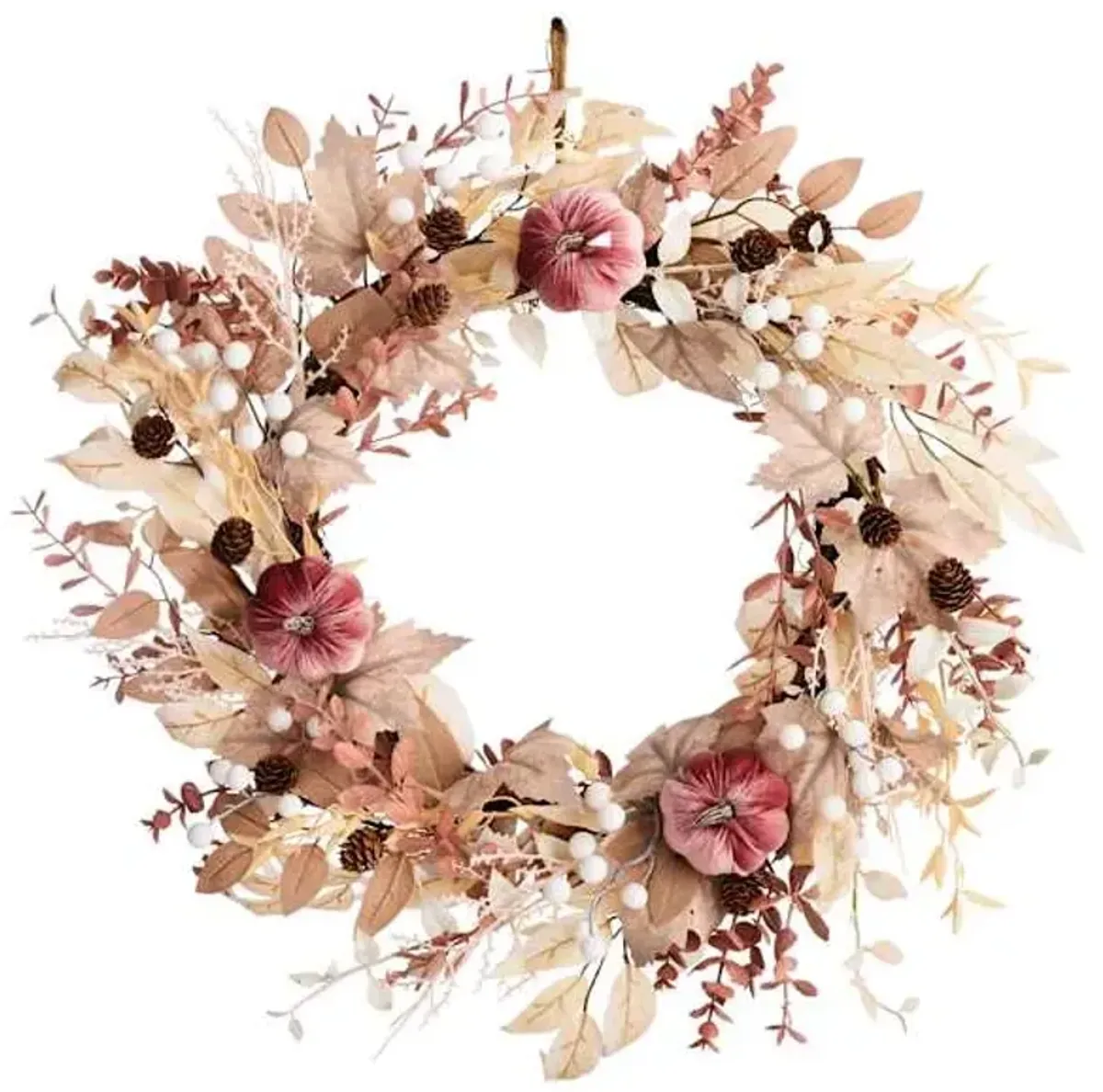 White Pumpkin Fall Wreath, 24"