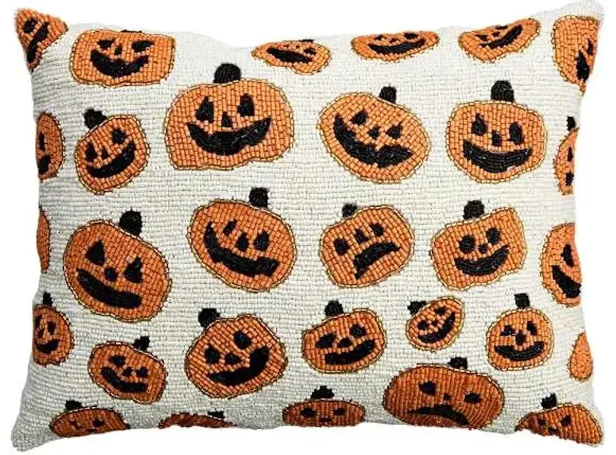 Beaded Jack-o'-Lantern Throw Pillow, 16x22