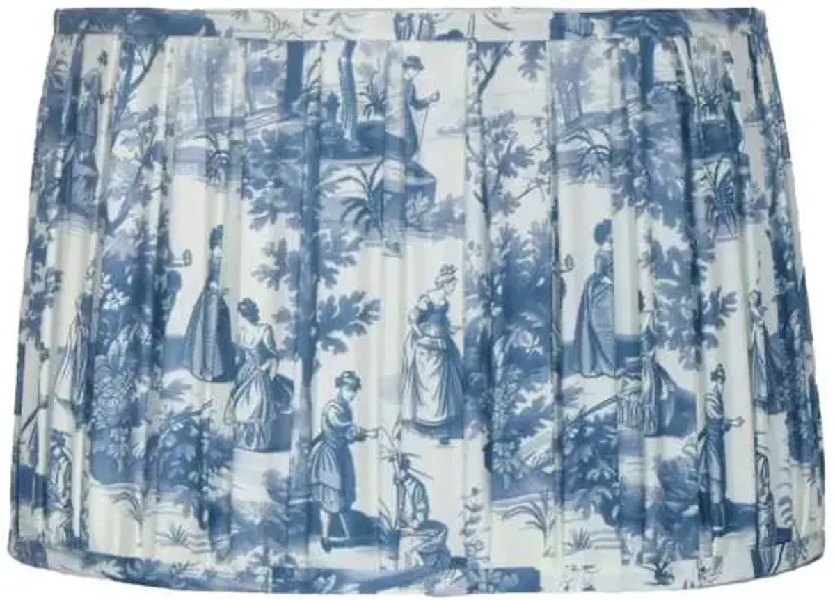 Blue Toile Pleated Medium Lamp Shade, 13x15x10
