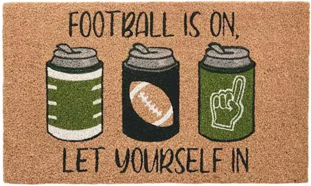 Homespun Harvest Football Is On Coir Mat, 18x30
