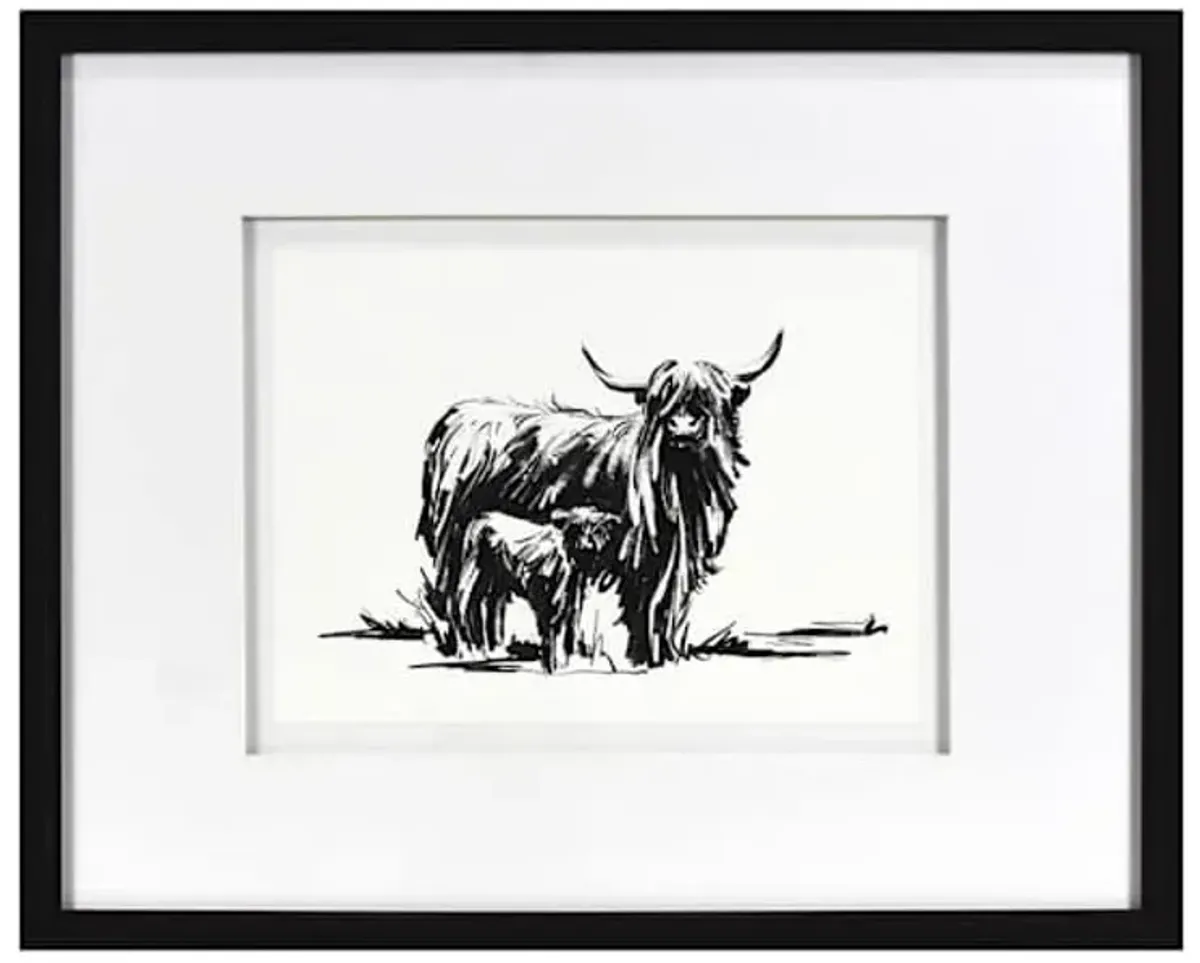 Glass Framed Cow Print Wall Art, 21x27