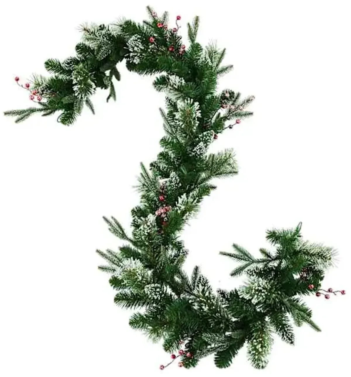 Pre Lit Snowy With Berries Garland, 6'