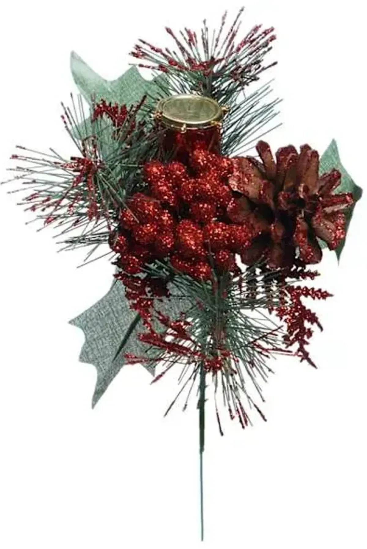 Red Drum, Berry, Cone & Pine Pick, 8"