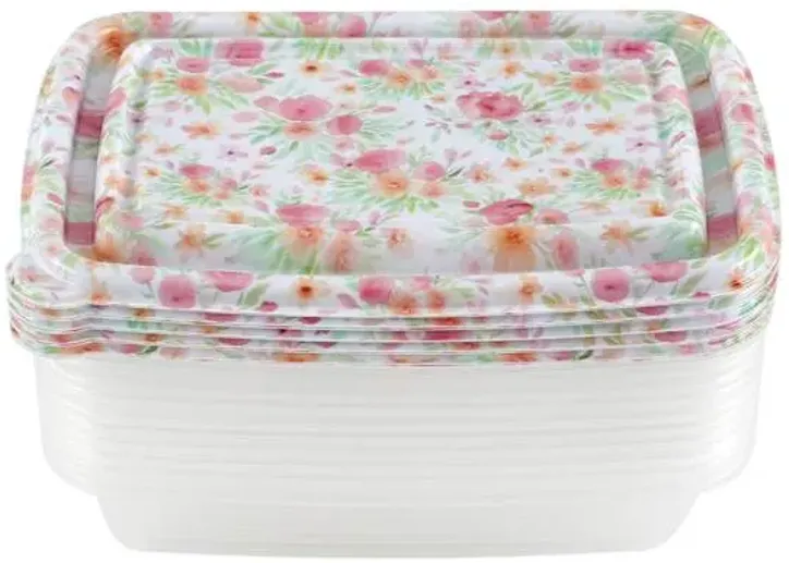 20-Piece Roses Rectangle Food Storage Set