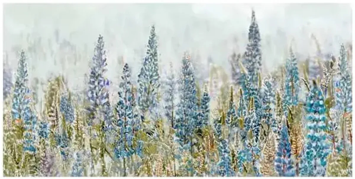 Blue Floral Canvas Wall Art, 40x20