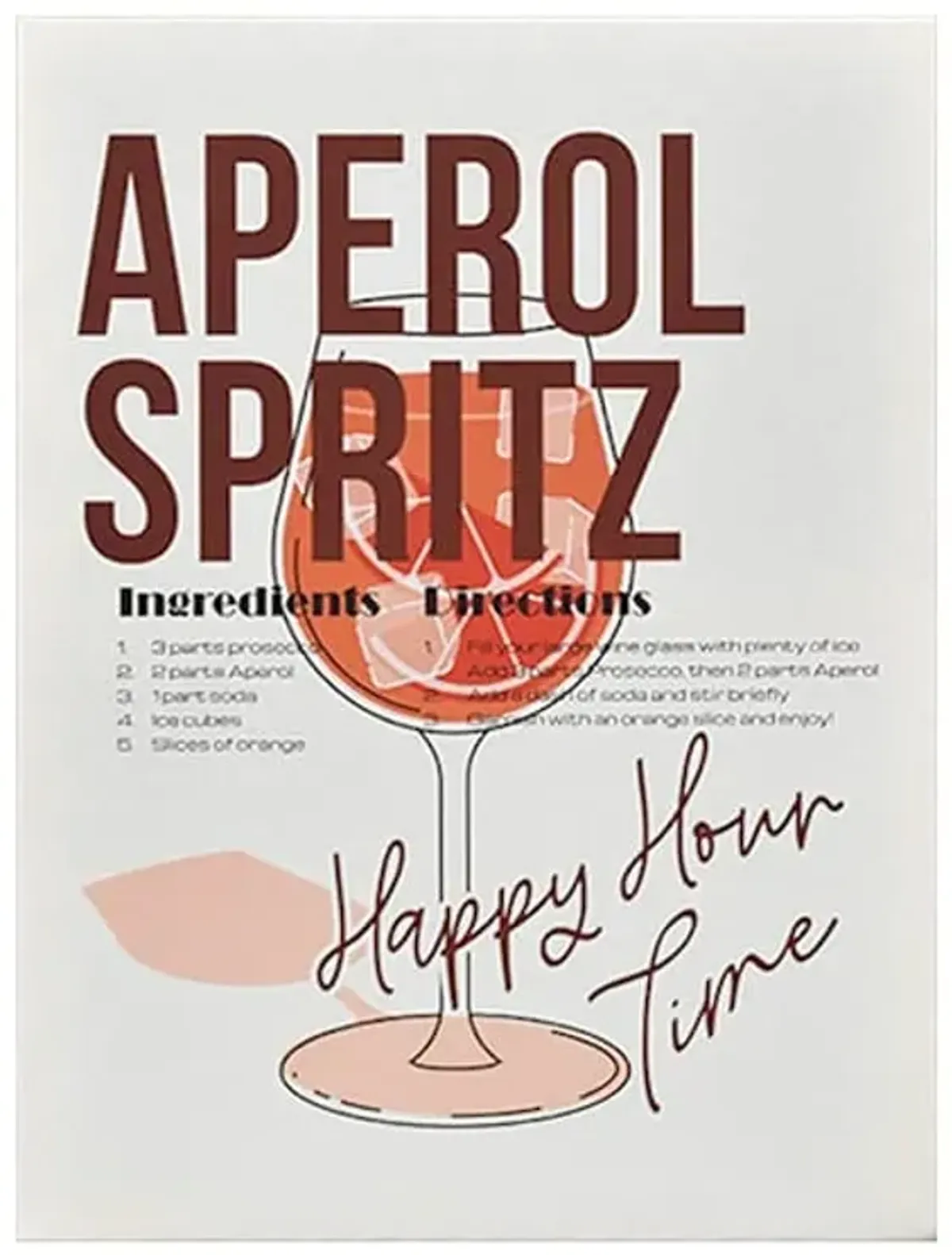 Aperol Spritz Recipe Canvas Wall Art, 12x16