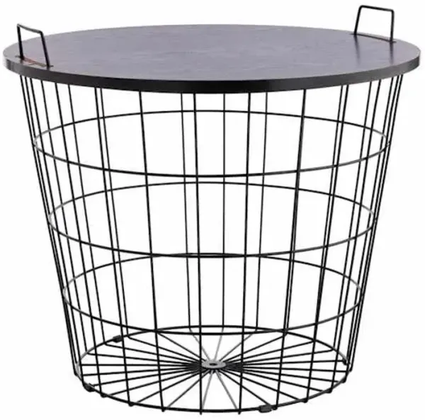 Honeybloom Wire Basket Storage Table, Black