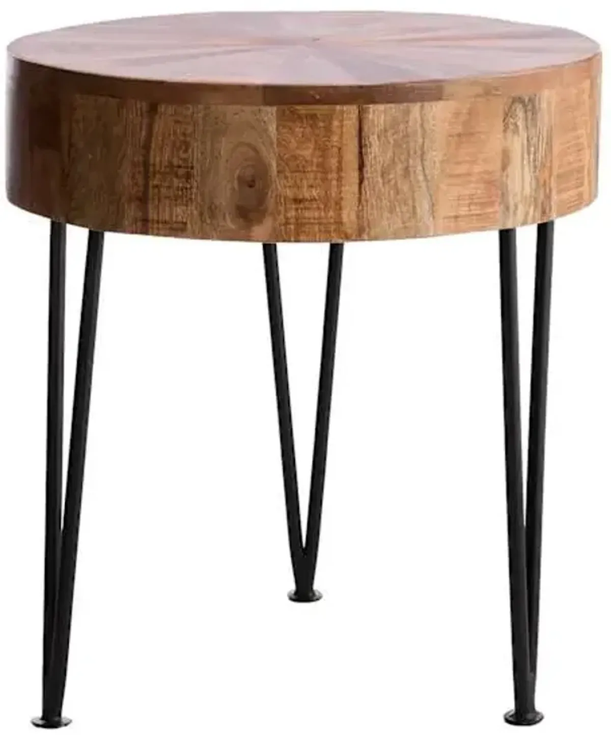 Found & Fable Round Mango Wooden Accent Table, Natural Mango Finish