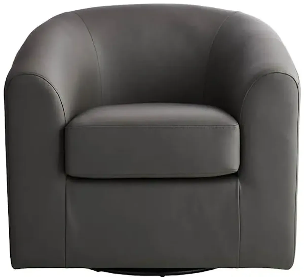 Matteo Genuine Leather Swivel Accent Chair, Charcoal