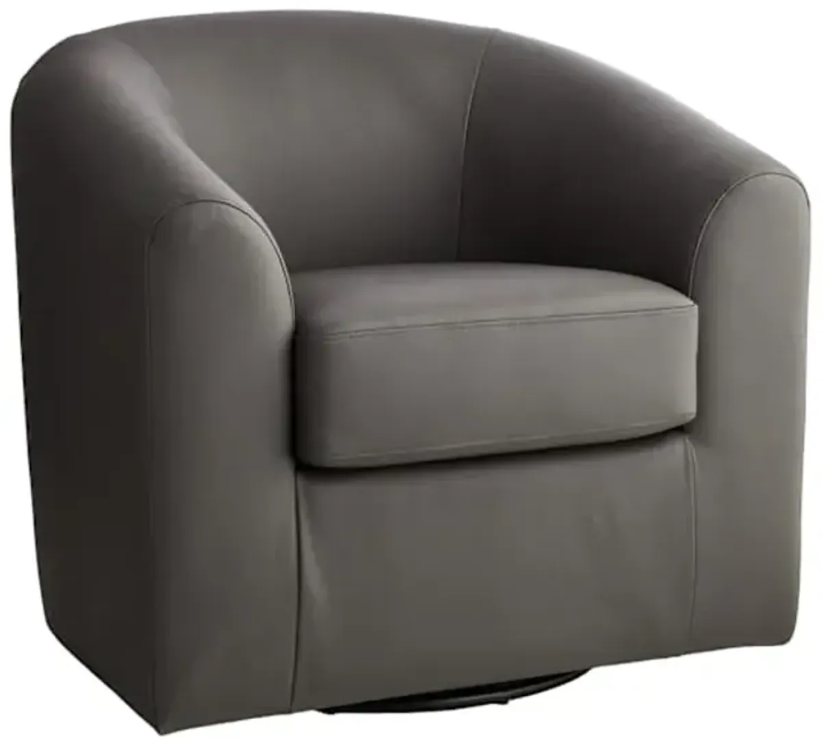 Matteo Genuine Leather Swivel Accent Chair, Charcoal