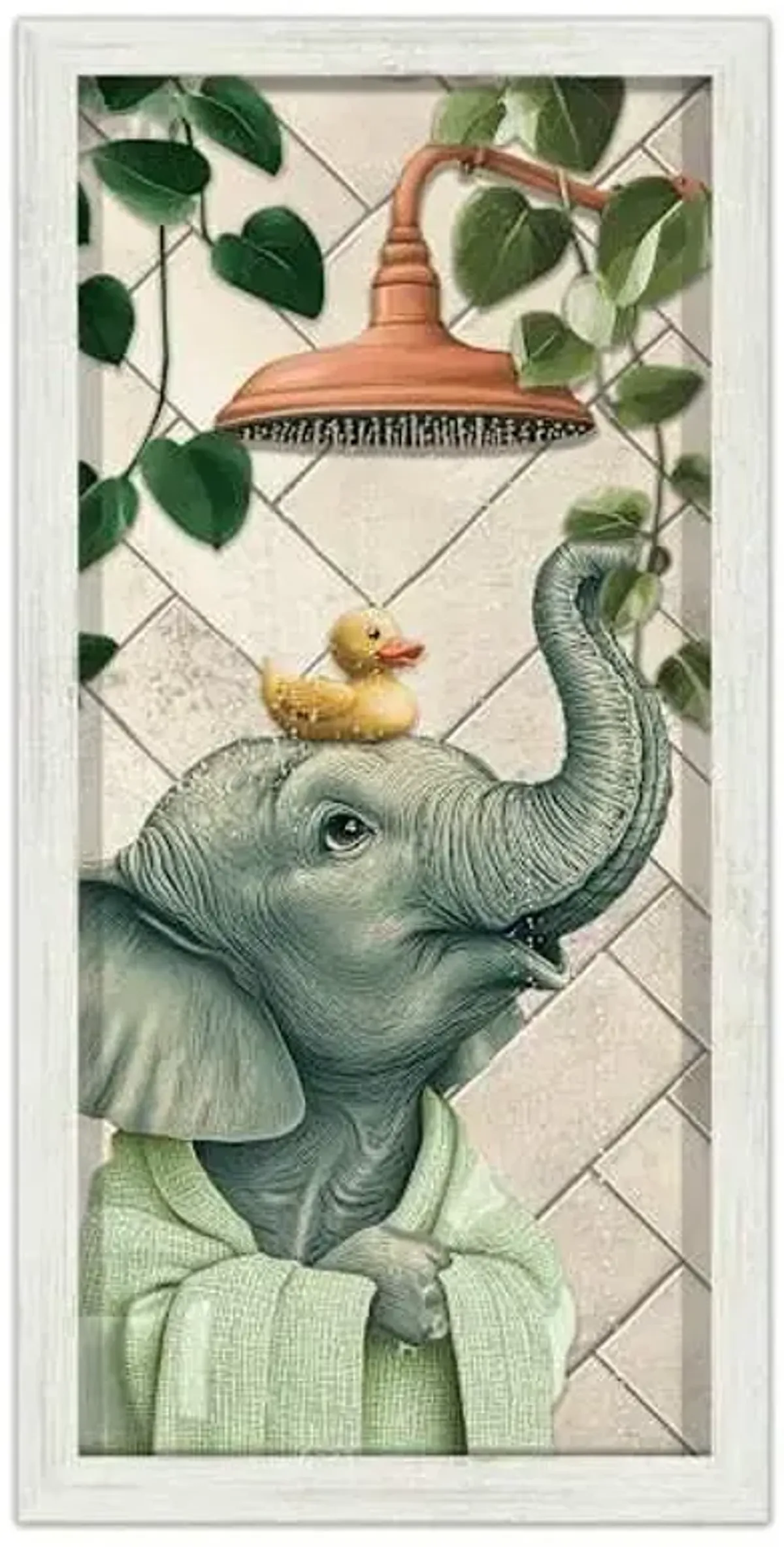 Giraffe in the Shower Canvas Wall Art, 10x20