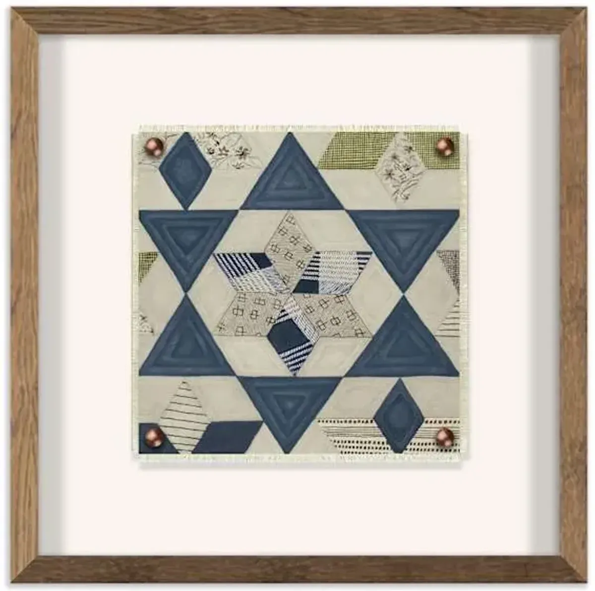 Quilted Gold & Floral Watercolor Focus Pattern Print Wall Art, 18"