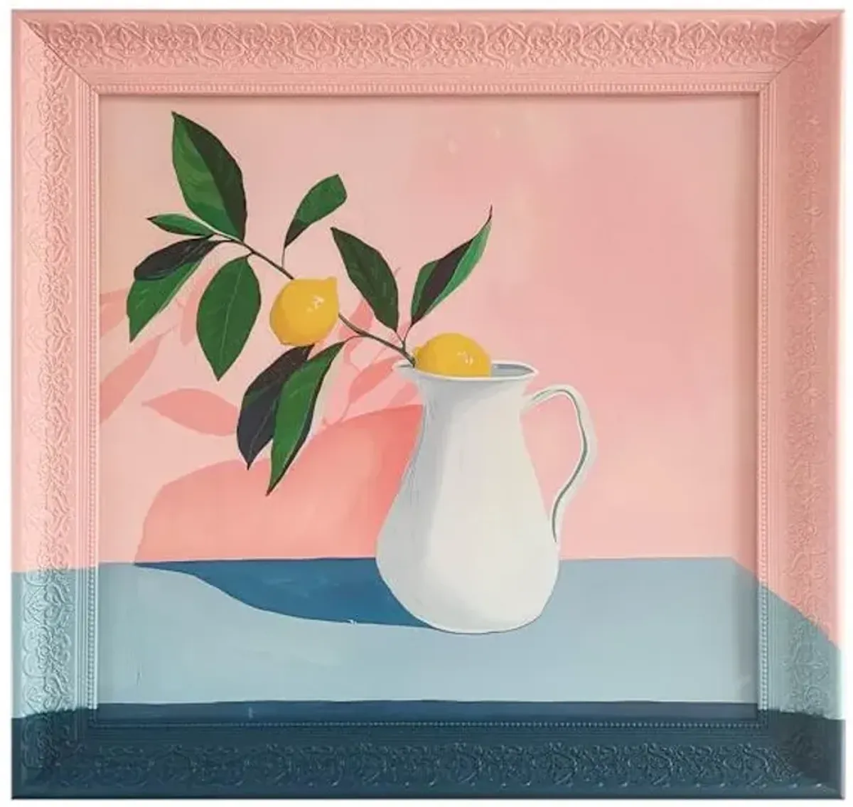 Glass Framed Lemons In Pitcher Print Wall Art, 24"