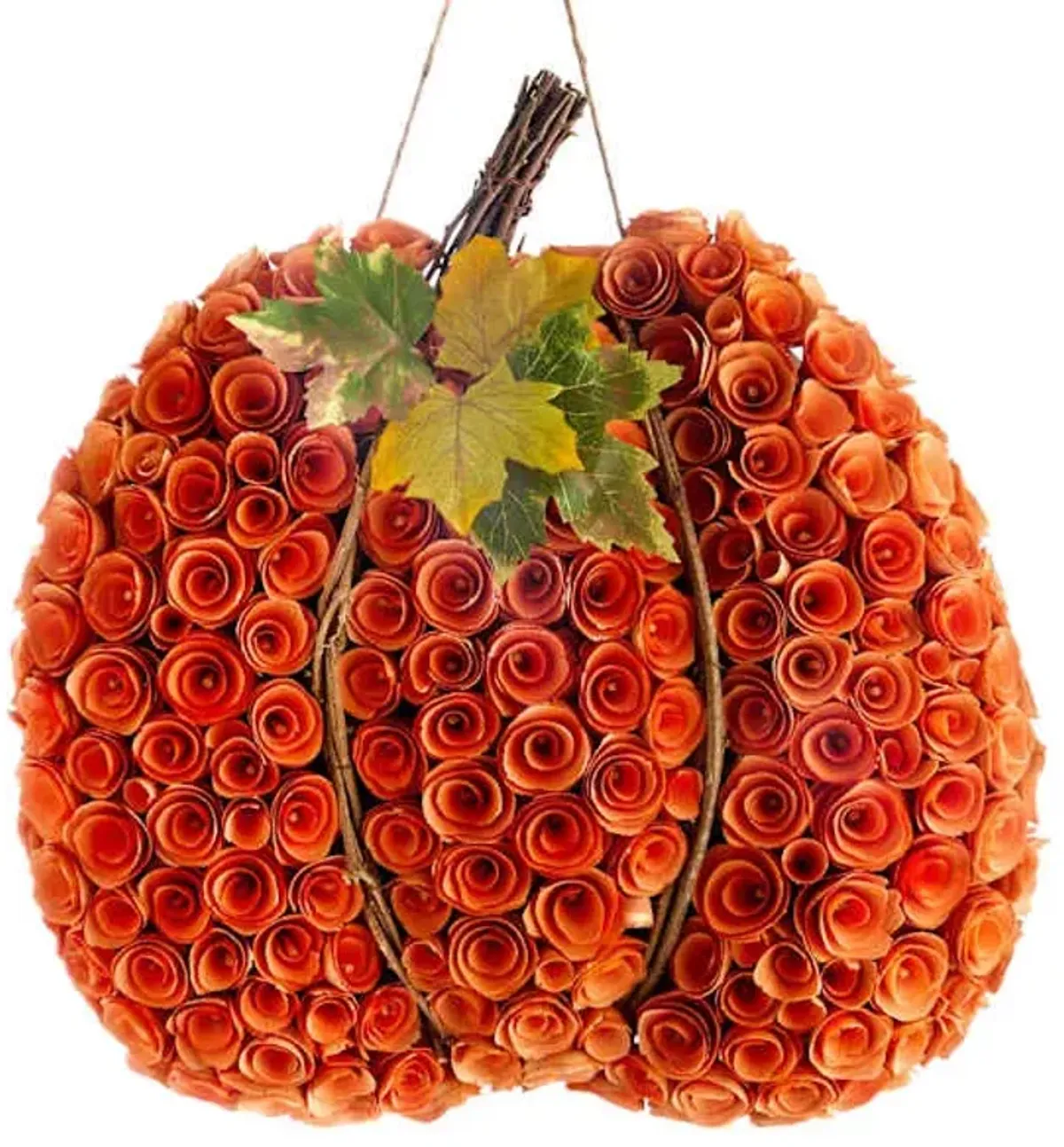 Homespun Harvest Orange Wood Curl Pumpkin, 18"