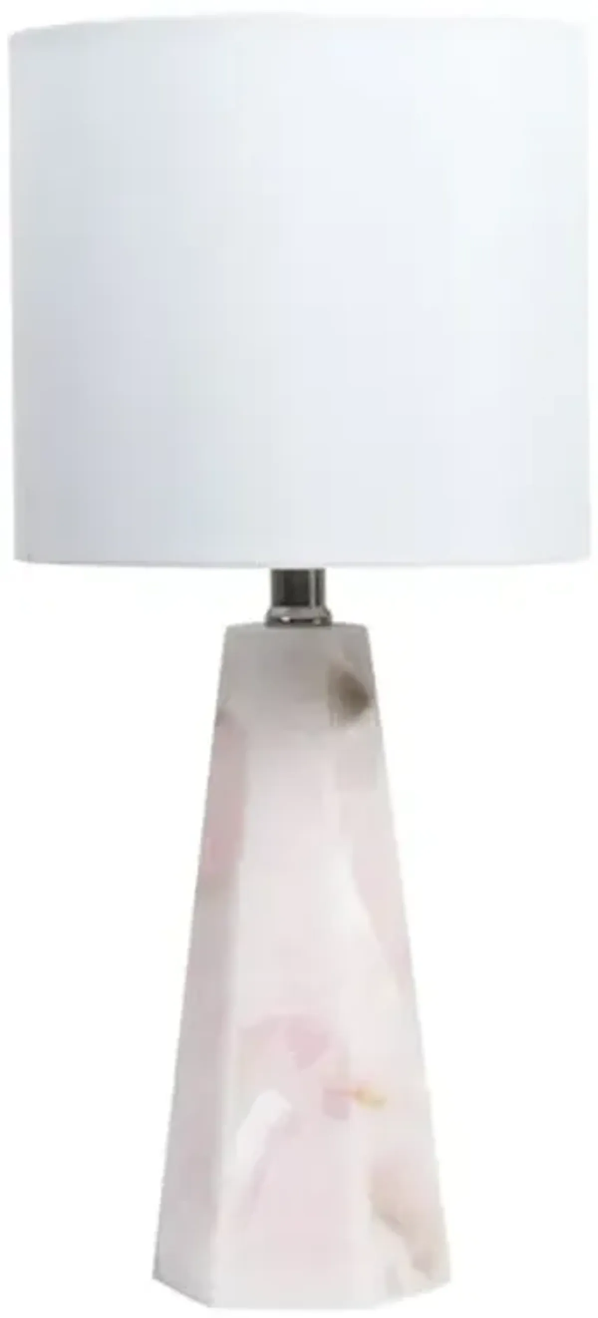 Pink Alabaster Small Lamp with Shade, 19"