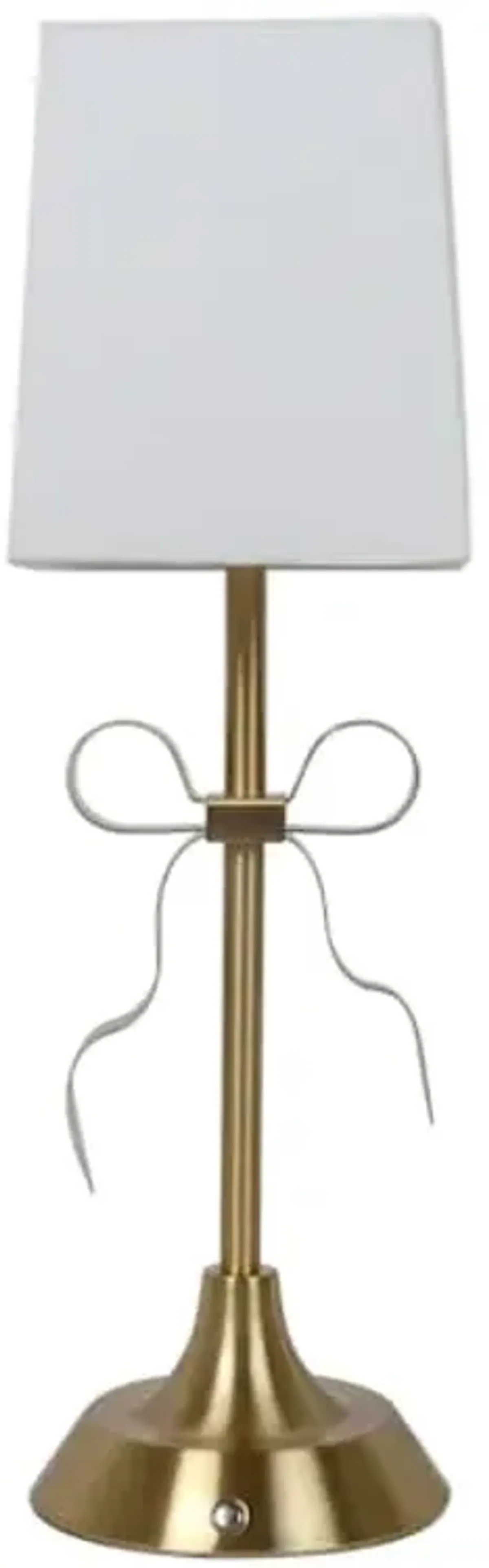 Gold Portable Rechargeable Bow Small Lamp with Shade, 15"