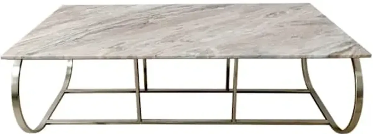 Crosby St. Aura Marble Coffee Table, Silver