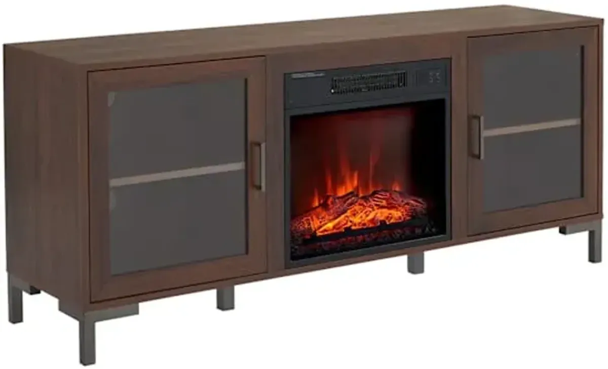 Providence Aaron Electric Fireplace 60 In Media, Brown